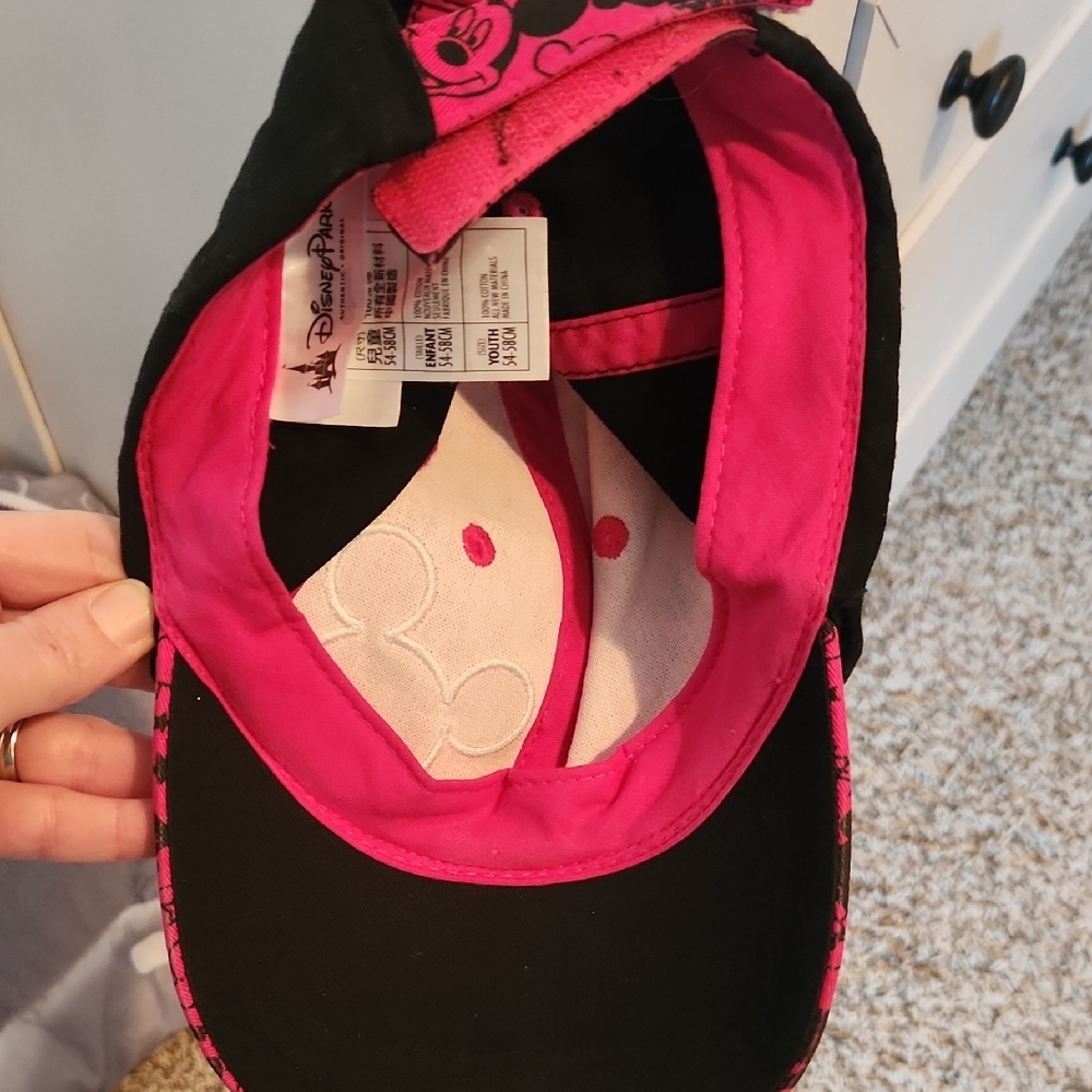 Disney Pink and Black Mickey Mouse Hat with White Icon - Picture 3 of 4